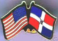 Dominican Republic Flag / USA Flag Lapel Hat Pin NEW  