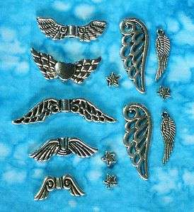 Silver ANGEL WING Charm, Bead & Spacer Sets 17mm 32mm   3 Day Delivery 