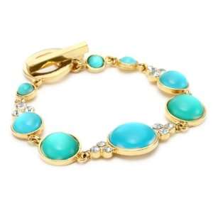 Anne Klein Gold Tone Teal and Crystal Linear Bracelet