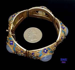 Beautiful Antique Chinese Vermeil Enamel Bracelet  