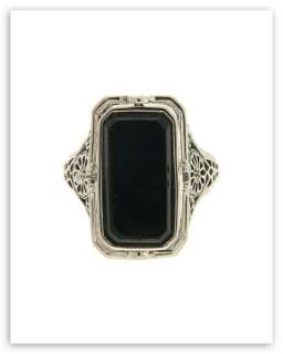 Cameo / Onyx Filigree Flip Ring Sterling Silver Size 8  