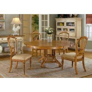  5pc Round Dining Table and Chairs Set in Antique Pine 