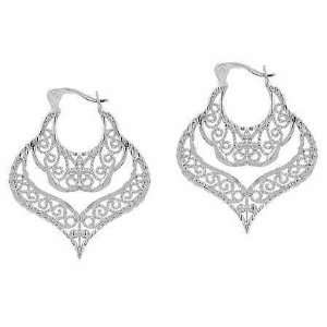   Sterling Silver Etched Antique Filigree Chandelier Earrings Jewelry