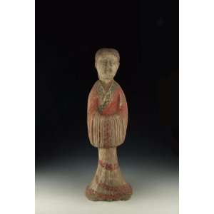  Pottery Royal Attendant Statue, Chinese Antique Porcelain, Pottery 
