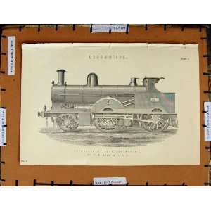  Antique Print C1800 1870 Locomotive Train Compound