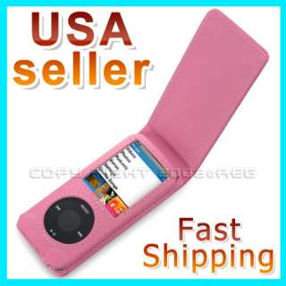   new pink leather case with belt loop for apple ipod nano 4th gen 100 %