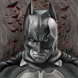 Batman Dark Knight Signed Art Painting Paper 18x18  