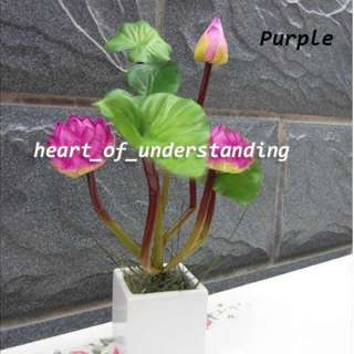 1x 31cm/12 Artificial Lotus Flowers Silk Water Lily Bouquet Ornament 