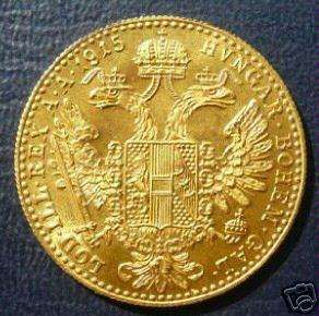   Austrian Gold 1 Ducat 3.49 Grams of 98.6% Fine Gold Coin Crest Side