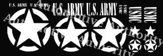 Military Jeep Decal Sticker Kit Star Circle US ARMY USMC Willys 