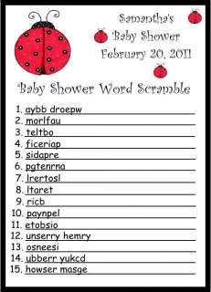 Ladybug Word Scramble Baby Shower Game  