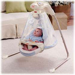 The Starlight Papasan cradles and swings your baby to songs, sounds of 