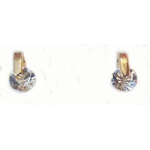 BABY OR TODDLERS 18K SKILLUS GOLD CLEAR CZ FANCY STUD EARRINGS WITH 