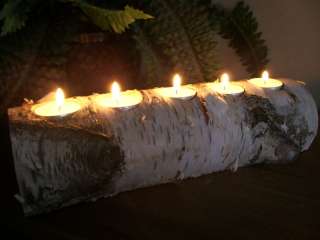 Birch bark log Tea light Candle holders 4 logs  