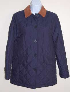 RALPH LAUREN Navy Blue Quilted Barn Jacket Coat P Petite  