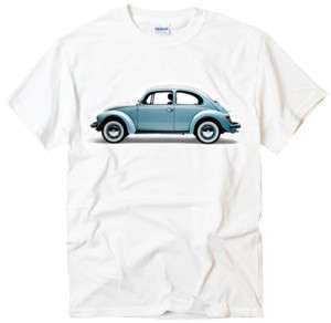VW Beetle Volkswagen Bug car retro mini white t shirt  