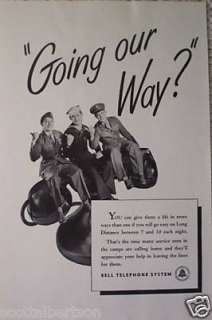 BELL TELEPHONE SERVICE MEN NAVY ARMY USAF WWII ADS 1945  