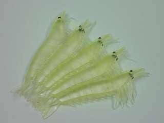 Shrimp Soft Plastic, (5) 6 Shrimp Lures, Light Chartreuse  