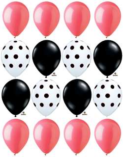 16 POLKA DOT White Black Pink LADIES 11 Party Balloons  