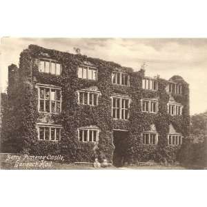  1910 Vintage Postcard Banquet Hall   Berry Pomeroy Castle 