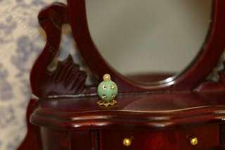 Dollhouse Miniature Perfume Turquoise Bottle with Gold  