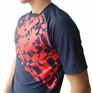 Speedo Swim & Surf Shirt Rash Guard Anti UV Navy Red L  