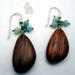 BRIGHTON silver earrings MARITIME wood grain drop turquoise beads 