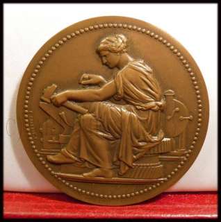 59mm FRENCH BRONZE ART NOUVEAU AWARD MEDAL by Chabaud  