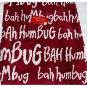  Rich Red Christmas Bath Towel Plush Cotton Bah Humbug 