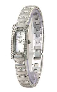 Bulova 96T13 Ladies Watch Crystal Case Links Mother Of Pearl Dial 