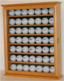   Ball Display Case Rack Holder Wall Cabinet with Glass Door, Oak Finish