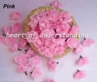 24pcs Artificial Silk Rose Flower Head Lot Wedding Hair clip Craft 