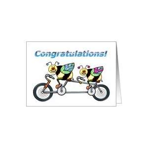  Bees on a Tandem Bike Congratulations Card Health 