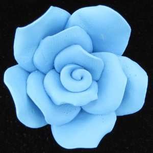  42mm blue soft porcelain carved rose flower pendant