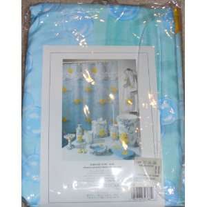   Bubbling Over Blue Rubber Duck Fabric Shower Curtain