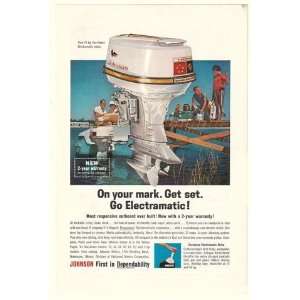 1963 Johnson Sea Horse Electramatic Outboard Boat Motor Print Ad 