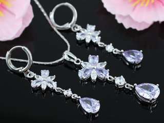 Carat Purple Sapphire Necklace Earrings Set SN244  