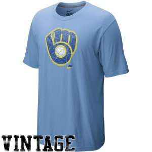  Nike Milwaukee Brewers Light Blue Dugout Logo Vintage Tri 