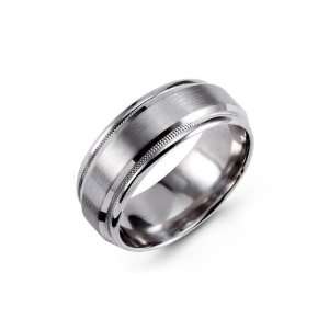    14k White Gold Wedding Band Contemporary Brushed Ring Jewelry