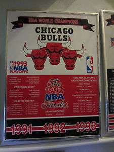 Chicago Bulls 1991 1992 1993 NBA Finals World Champions Plaque  