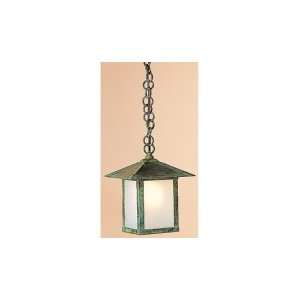   Light Outdoor Hanging Lantern in Satin Black with Almond Mica glass