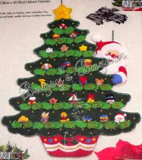 Bucilla CHRISTMAS TREE ADVENT CALENDAR w Santa Felt Kit  