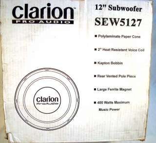 NOS Clarion Pro Audio SEW5127 10 Subwoofer Woofer Car  