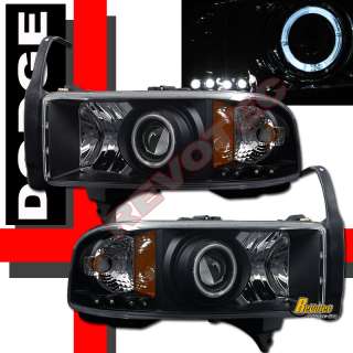   RAM 1500 2500 3500 HALO PROJECTOR HEADLIGHTS CORNER+ TAIL LIGHTS BLACK