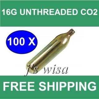 100 X 16G 16 GRAM UNTHREADED THREADLESS CO2 CARTRIDGE  