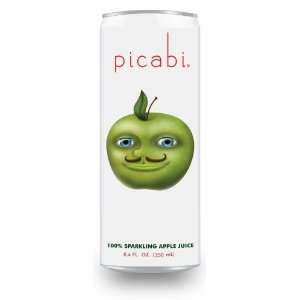 Picabi Fortified 100% Sparkling Apple Juice, 8.4oz Cans (Pack of 12)