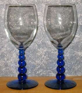Set of two cobalt blue stemware 8 wine glasses. Glasses are free of 