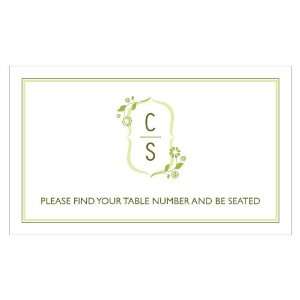  Modern Floral Monogram Table Sign Card   Candy Apple Green 
