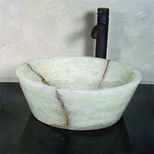   Home Decor CARTER Carter Hand Carved Round Vessel Sink in Cream/Brown