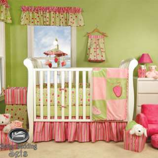   Pink Strawberry For Crib Nursery Blanket Collection Bedding Set  